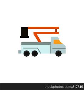 Crane, Truck, Lift, Lifting, Transport Flat Color Icon. Vector icon banner Template