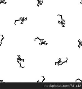 Crane truck pattern repeat seamless in black color for any design. Vector geometric illustration. Crane truck pattern seamless black