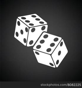 Craps dice icon. Black background with white. Vector illustration.