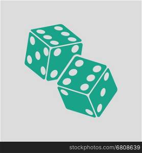 Craps dice icon. Gray background with green. Vector illustration.