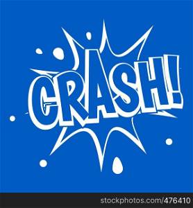 Crash explosion icon white isolated on blue background vector illustration. Crash explosion icon white