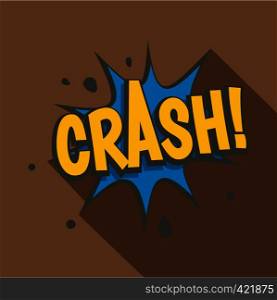 Crash, explosion speech bubble icon. Flat illustration of crash, explosion speech bubble vector icon for web isolated on brown background. Crash, explosion speech bubble icon, flat style