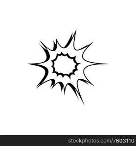 Crash in wall, isolated comic burst. Vector bang sign, retro monochrome fight trail icon. Bang or comic burst isolated crash sign