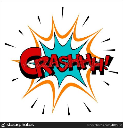 Crash sound effect illustration, word and blast picture isolated on white. Crash sound effect illustration