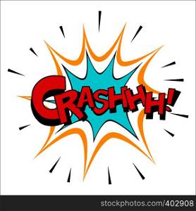 Crash sound effect illustration, word and blast picture isolated on white. Crash sound effect illustration