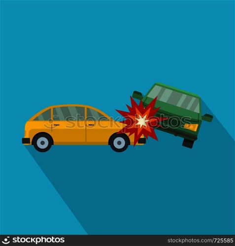 Crashed car icon. Flat illustration of crashed car vector icon for web. Crashed car icon, flat style