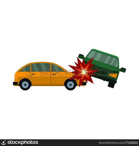 Crashed car icon. Flat illustration of crashed car vector icon for web. Crashed car icon, flat style