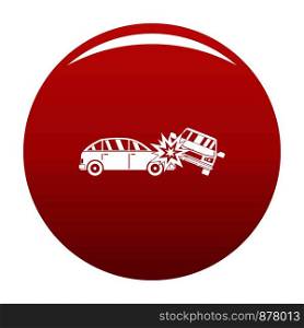 Crashed car icon. Simple illustration of crashed car vector icon for any design red. Crashed car icon vector red