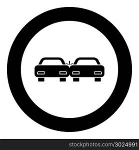 Crashed cars icon black color in circle. Crashed cars icon black color in circle vector illustration isolated