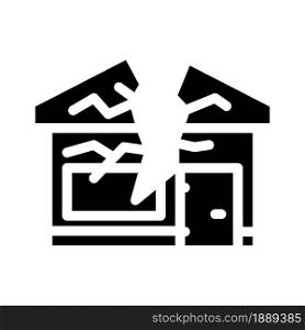 crashed house glyph icon vector. crashed house sign. isolated contour symbol black illustration. crashed house glyph icon vector illustration
