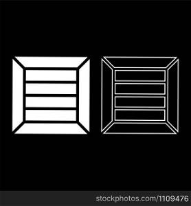 Crate for cargo transportation Wooden box ?ontainer icon outline set white color vector illustration flat style simple image