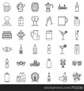 Crate icons set. Outline style of 36 crate vector icons for web isolated on white background. Crate icons set, outline style
