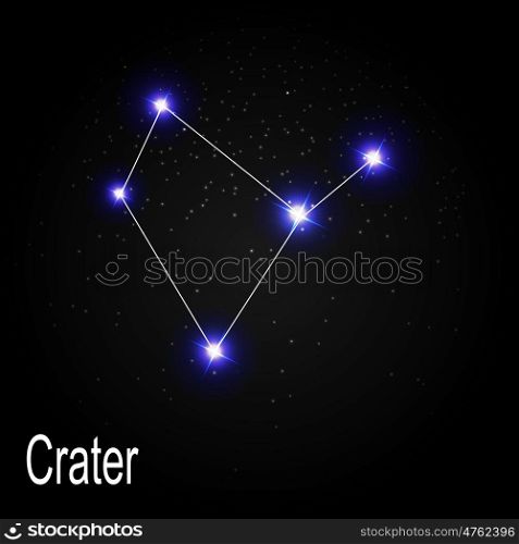 Crater Constellation with Beautiful Bright Stars on the Background of Cosmic Sky Vector Illustration EPS10. Crater Constellation with Beautiful Bright Stars on the Backgrou
