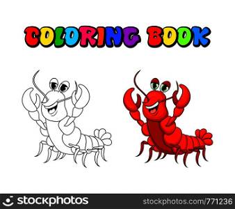 crawfish coloring book cartoon cute character illustration isolated on white background
