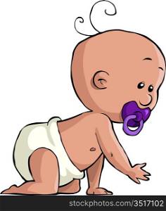 Crawling baby on all fours, vector illustration