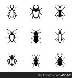 Crawling beetles icons set. Simple illustration of 9 crawling beetles vector icons for web. Crawling beetles icons set, simple style