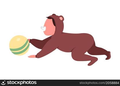 Crawling toddler semi flat color vector character. Dynamic figure. Full body person on white. Baby playing with toy isolated modern cartoon style illustration for graphic design and animation. Crawling toddler semi flat color vector character