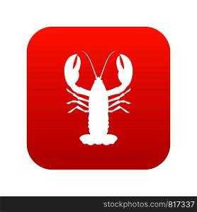 Crayfish icon digital red for any design isolated on white vector illustration. Crayfish icon digital red