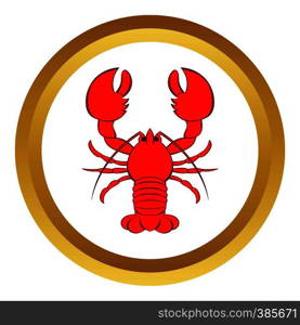 Crayfish vector icon in golden circle, cartoon style isolated on white background. Crayfish vector icon, cartoon style