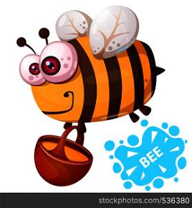 Crazy bee - cartoon illustration character. Vector eps 10. Crazy bee - cartoon illustration character.