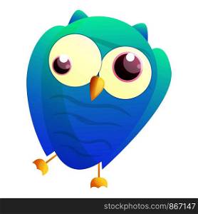 Crazy blue owl icon. Cartoon of crazy blue owl vector icon for web design isolated on white background. Crazy blue owl icon, cartoon style