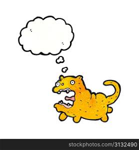 crazy cartoon cat with thought bubble