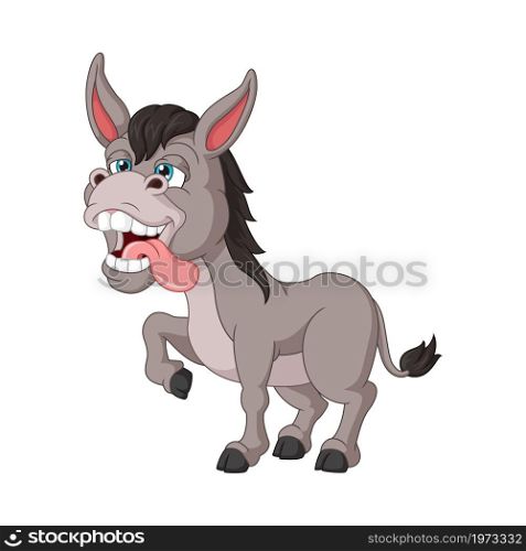 Crazy donkey cartoon on white background
