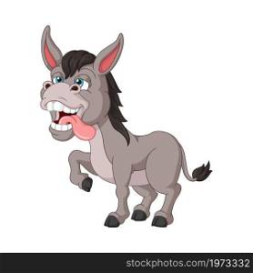 Crazy donkey cartoon on white background