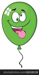 Crazy Green Balloon Cartoon Mascot Character. Illustration Isolated On White Background