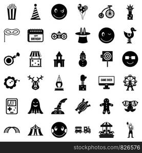 Crazy icons set. Simple style of 36 crazy vector icons for web isolated on white background. Crazy icons set, simple style