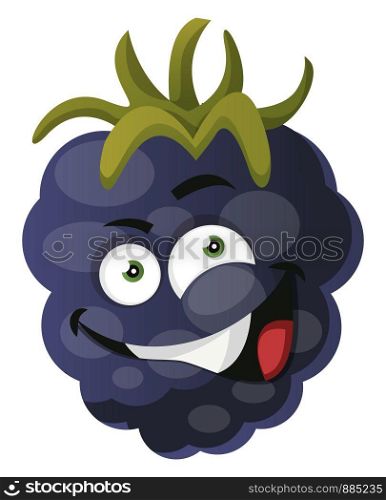 Crazy mulberry monster laughing illustration vector on white background