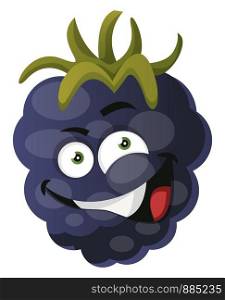 Crazy mulberry monster laughing illustration vector on white background