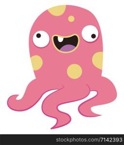 Crazy octopus, illustration, vector on white background.