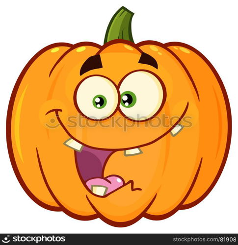 Crazy Orange Pumpkin Vegetables Cartoon Emoji Face Character With Expression