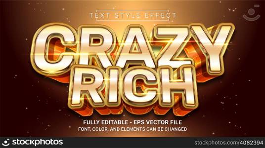 Crazy Rich Text Style Effect. Editable Graphic Text Template.