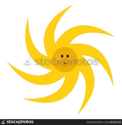 Crazy sun, illustration, vector on white background.