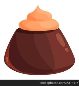 Cream cocoa candy icon cartoon vector. Dark piece. Chocolate dessert. Cream cocoa candy icon cartoon vector. Dark piece