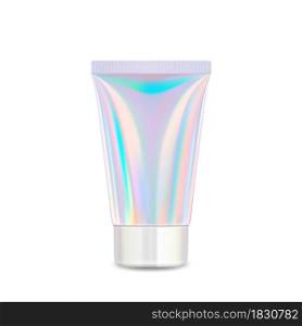 Cream Cosmetic Glossy Blank Tube Package Vector. Hygiene Moisturizing Lotion Tube Container With Cap. Health Care Gel Product Packaging Beauty Treatment Template Realistic 3d Illustration. Cream Cosmetic Glossy Blank Tube Package Vector