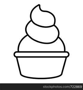 Cream cupcake icon. Outline illustration of cream cupcake vector icon for web. Cream cupcake icon, outline line style