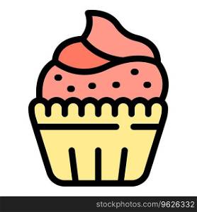 Cream cupcake icon outline vector. Sweet liquid. Cocoa fruit color flat. Cream cupcake icon vector flat