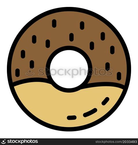 Cream donut icon. Outline cream donut vector icon color flat isolated. Cream donut icon color outline vector