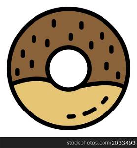 Cream donut icon. Outline cream donut vector icon color flat isolated. Cream donut icon color outline vector