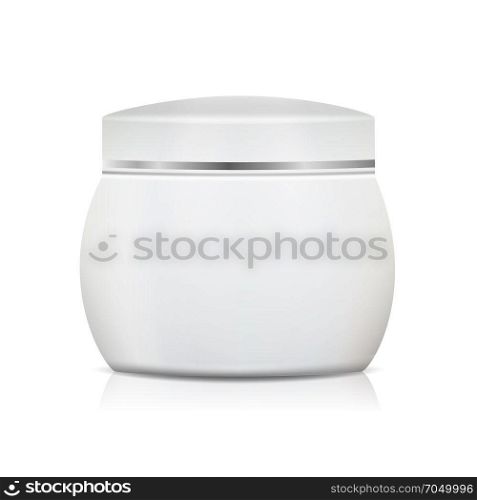 Cream Jar Blank Vector. Realistic packaging Mock Up Template For Cream, Powder, Gel. Isolated. Blank Cosmetic Jar Vector. Clean White Jar For Cream, Gel, Powder, Wax. Cosmetic Package. Isolated On White