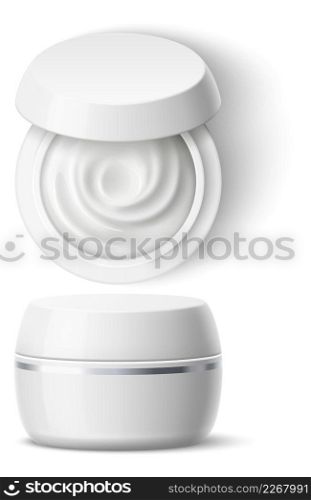 Cream jar mockup. Realistic plastic cosmetic package isolated on white background. Cream jar mockup. Realistic plastic cosmetic package