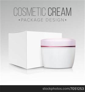 Cream Jar Packaging Vector. Empty Paper Box. Realistic Mock Up Illustration. Cosmetic Packaging Design Vector. Paper Or Cardboard Box. Good For Cosmetics Products Design.