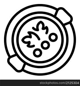 Cream noodle soup icon outline vector. Hot fish. Vegetable dish. Cream noodle soup icon outline vector. Hot fish