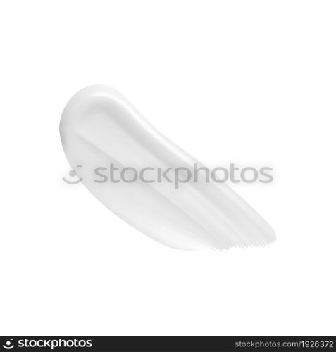 Cream smear. White cosmetic creme texture, isolated vector. Facial moisturizer stroke. Creamy concealer illustration, liquid facial gel. Hair conditioner smudge sample, beauty foundation. Cream smear. White cosmetic creme texture vector