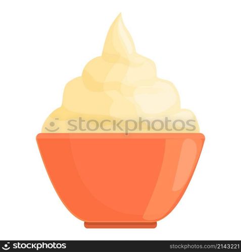 Creamy bowl icon cartoon vector. Yogurt cream. Fresh dessert. Creamy bowl icon cartoon vector. Yogurt cream