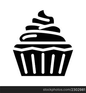 creamy cupcake glyph icon vector. creamy cupcake sign. isolated contour symbol black illustration. creamy cupcake glyph icon vector illustration