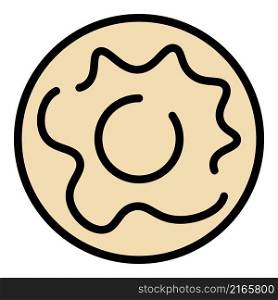 Creamy donut icon. Outline creamy donut vector icon color flat isolated. Creamy donut icon color outline vector